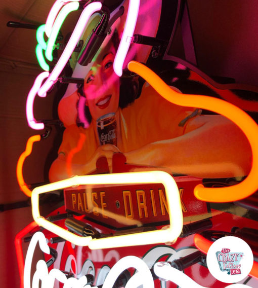 Neon Coca-Cola Pause Drik kvindeplakat