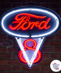 Neon Ford V8 auf Schild