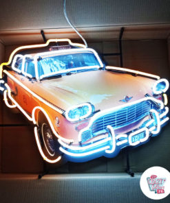 Cartel Neon New York Taxi encendido