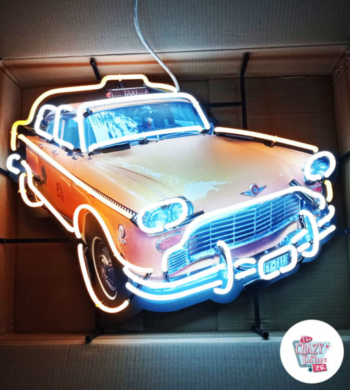 Cartel Neon New York Taxi encendido