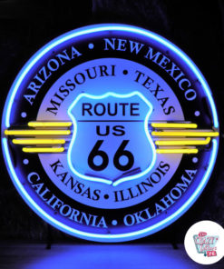 Neon Route 66 todos os estados em sinal