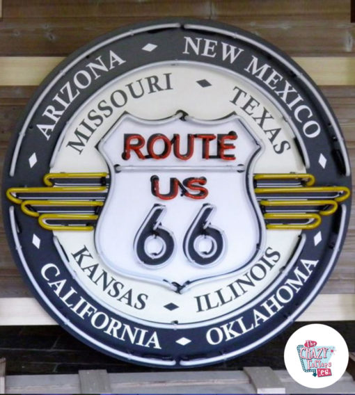 Sinal de desligamento Neon Route 66 Todos os Estados XL