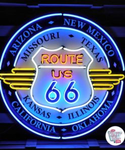 Neon Route 66 Tüm Eyaletler XL Tabelada