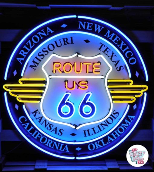 Sinal Neon Route 66 All States XL On