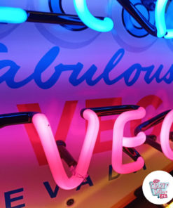 Detalhe da placa Neon Welcome to Las Vegas em