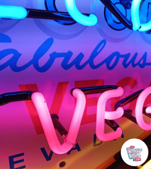 Detalhe da placa Neon Welcome to Las Vegas em