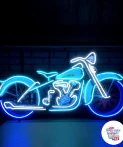 Neon Motosiklet Poster Harley Davidson üzerinde