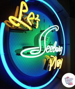 Cartel Neon Let Seeburg play Jukebox luces encendidas