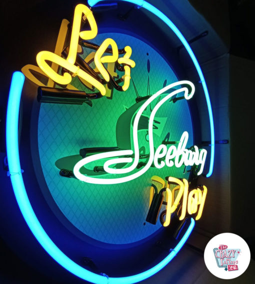 Cartel Neon Let Seeburg play Jukebox luces encendidas