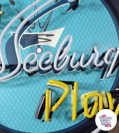 Affiche Neon Let Seeburg jouer détail Jukebox