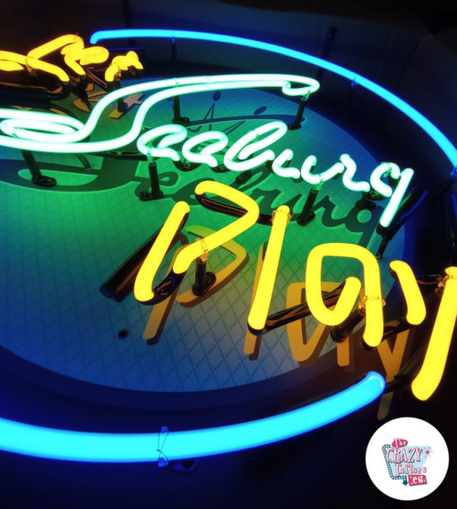 Neon sign Let Seeburg play Jukebox detail