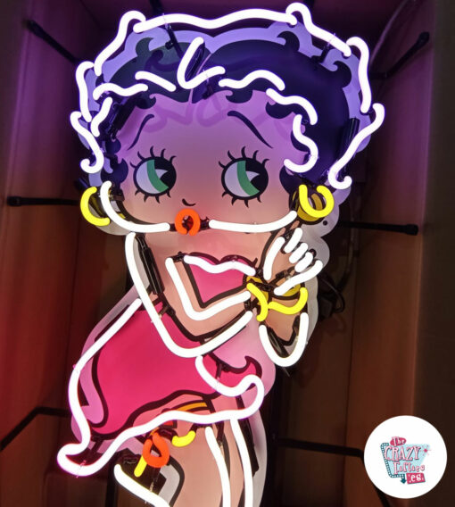 Insegna al neon Betty Boop sulla parte superiore