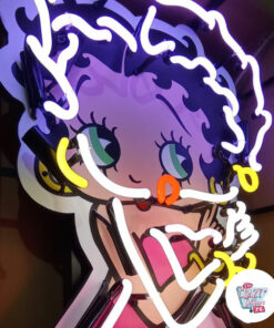 L'insegna al neon Betty Boop illumina la bocca