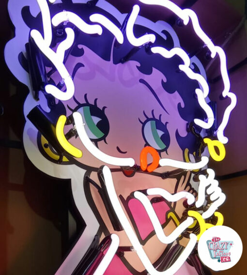 Sinal de neon Betty Boop iluminou a boca