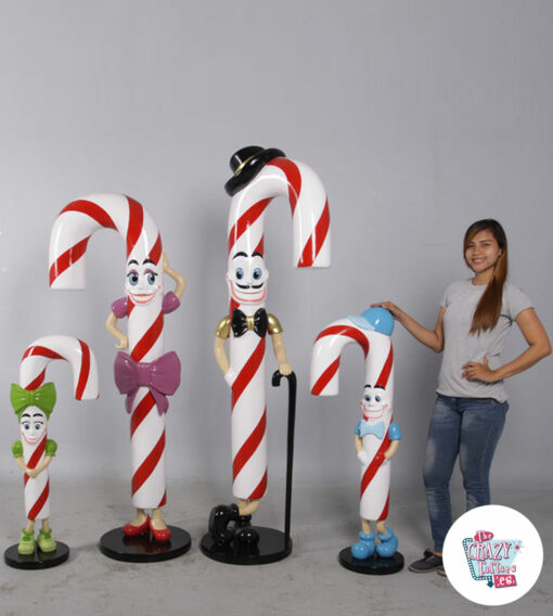 Candy Cane Dekoration Figur hela familjen