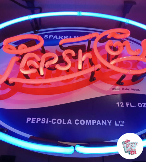 Dettaglio dell'insegna Pepsi-Cola al neon