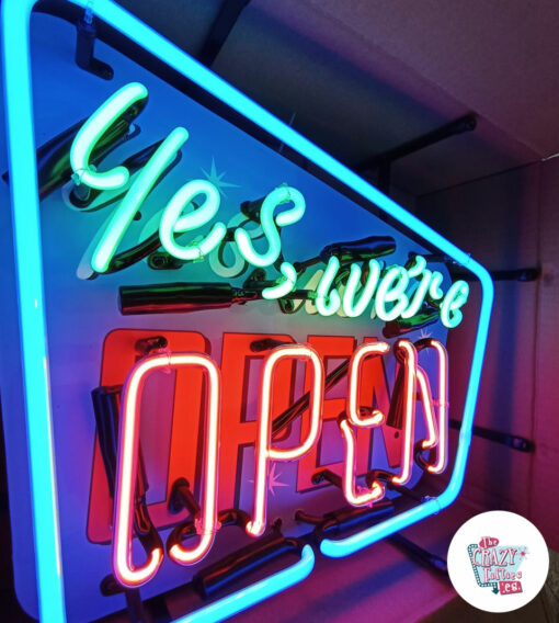 Neon sign Yes we're open right