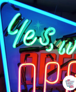 Cartel Neon Yes we're open detalle