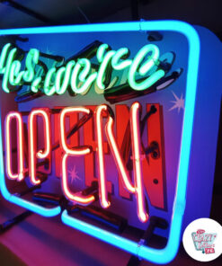 Cartel Neon Yes we're open izquierda