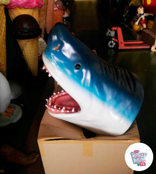 Petite figurine de décoration de tête de requin blanc