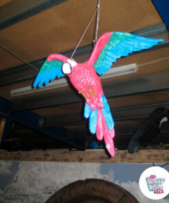 Figura Decoración Guacamayo Volando rojo colgado