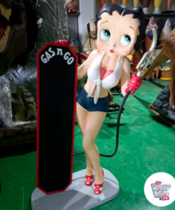 Figura Decoracion Betty Boop con Pizarra y Manguera de Gas Station