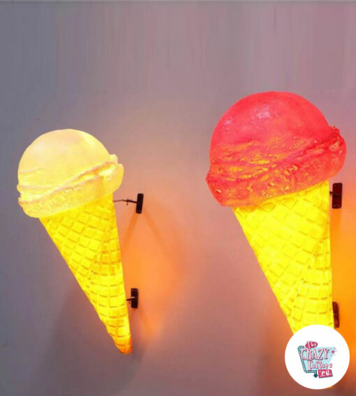 Figura luminosa de decoração de parede de casquinha de sorvete