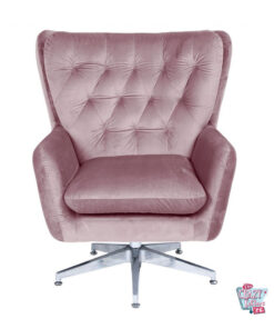 Fauteuil-Vintage-Velours-Rose