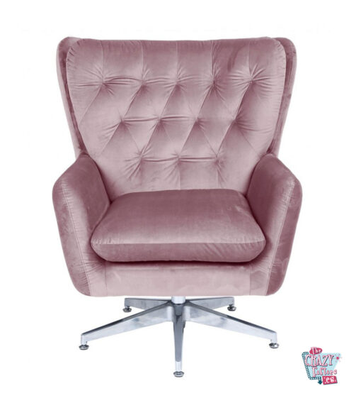 Fauteuil-Vintage-Velours-Rose