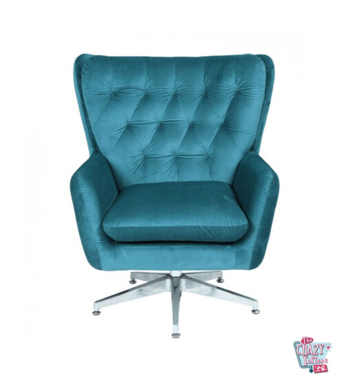 Fauteuil-Vintage-Velours-Turquoise