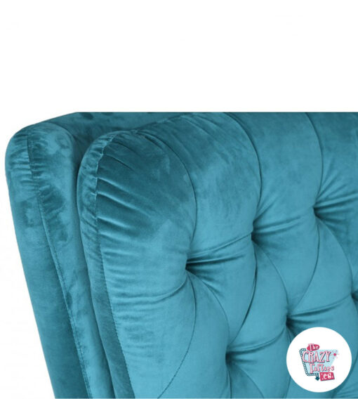 Fauteuil-vintage-velours-détail turquoise