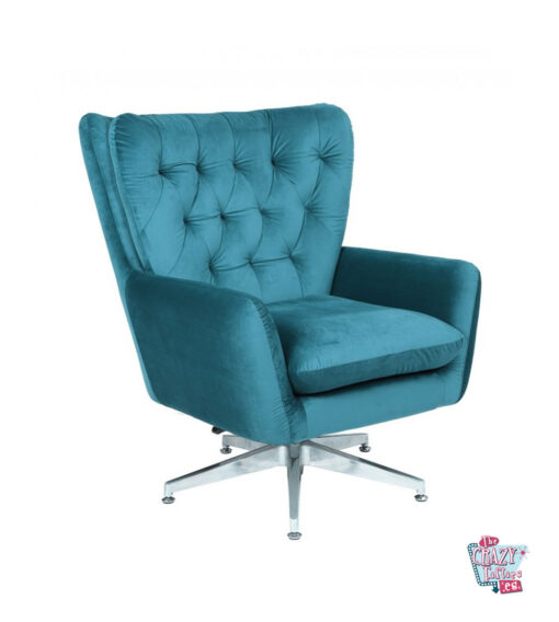 Fauteuil-vintage-velours-turquoise de bureau