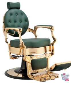 كرسي الحلاقة الكلاسيكي الذهبي كابيتون الأخضر
