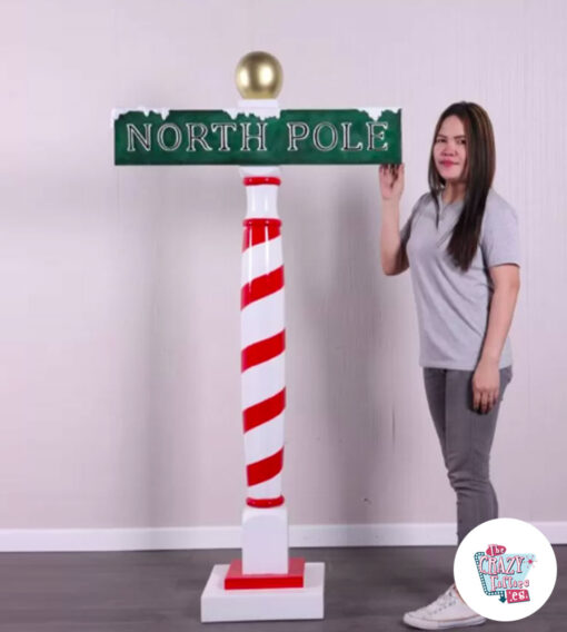 Figura Decoración Navidad Cartel Polo Norte