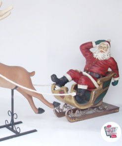 Figur Dekor Jul Julenissen i Sleigh