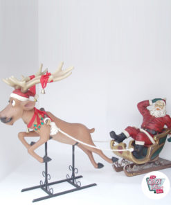 Figur Dekor Jul Julenissen i Sleigh