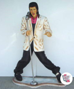 Figura Decoración Elvis Cantando Americana Blanca