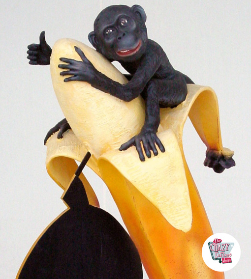 Figura Decoration Scimmia con la banana e ardesia