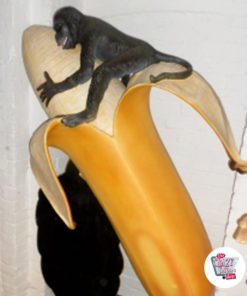 Figura Decoração macaco com banana e ardósia