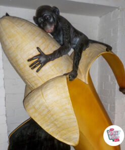 Figur Decoration Monkey med banan og skifer