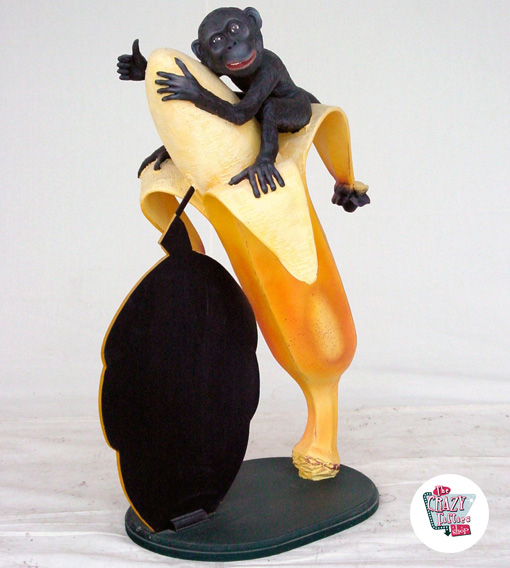 Figur Dekoration Apa med banan och skiffer