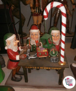 Figur Decoration Christmas Elves Santa Claus Working