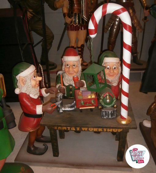 Figure Decoration Christmas Elves Santa Claus Working