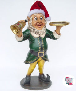 Figure Elf Christmas Decoration with Bell and Tray