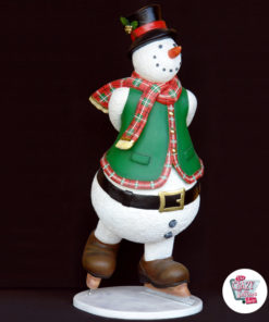 Figura Decoración Navidad Muñeco de Nieve Patinando
