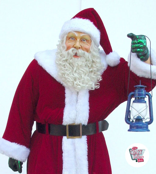 Figure Christmas Decoration Santa Claus With Real Clothes and Lantern