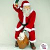 Figura Decoração de Natal Papai Noel com roupa e saco reais