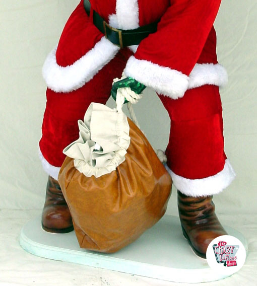 Figure Christmas Decoration Santa Claus With Real Clothing and Bag