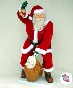 Figura Decoración Navidad Papa Noel Con Ropa real y Saco