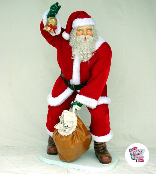 Figure Christmas Decoration Santa Claus With Real Clothing and Bag